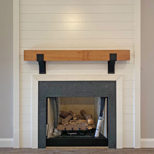 Custom Shiplap Fireplace with Wood Mantel